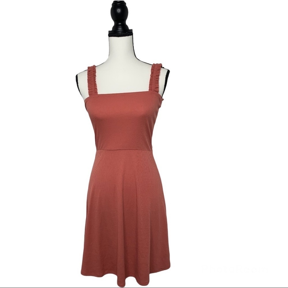 NEW! Pink Rose Juniors S Fit and Flare Ribbed Mini Dress